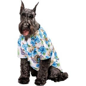 Midlee Blue Hibiscus Hawaiian Dog Shirt (Small)
