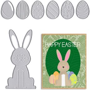 Metal Easter Die Cuts 6 Patterns of Easter Eggs Embossing Stencil Cutting Dies for Card Making Scrapbooking Paper Craft Album Stamps DIY Décor