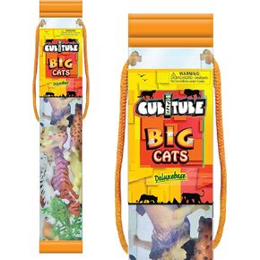 Big Cats from Deluxebase. 11 Piece Jungle Small Animal Figurines and Play Accessories Collection. Reusable Plastic Storage Tube of Rainforest Animal Toys Mini replicas.