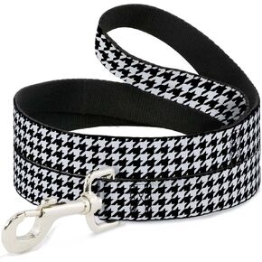 Buckle-Down Pet Leash - Houndstooth Black/White - 4 Feet Long - 1" Wide