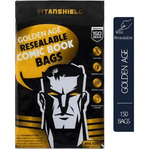 TitanShield Golden Age Re-Sealable Comic Book Bags (150 Count)