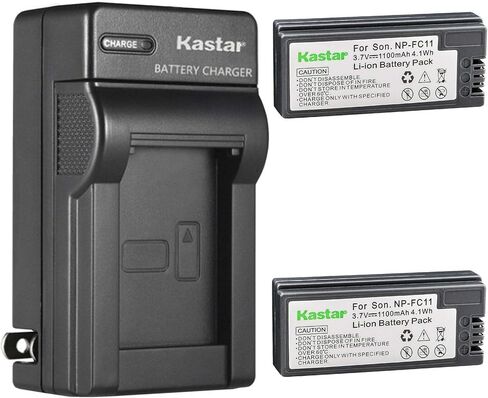 بطارية Kastar قطعتين وشاحن حائط تيار متردد بديل لبطارية Sony NP-FC11 NP-FC10، شاحن Sony BC-VC10، Sony Cyber-shot DSC-P8L DSC-P9 DSC-P7 DSC-P2 DSC-P3 DSC-P5 DSC- كاميرات F77 DSC-P10 DSC-P12 in Saudi Arabia