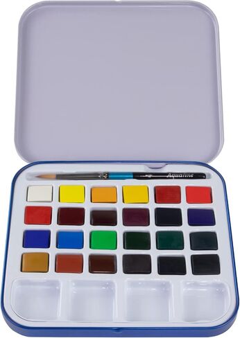 Daler-Rowney Aquafine Watercolor Paint Set, Shayda Campbell Artist Palette, Plastic Travel Set, 24 Half Pans, Assorted Colors, 1 Count in Saudi Arabia