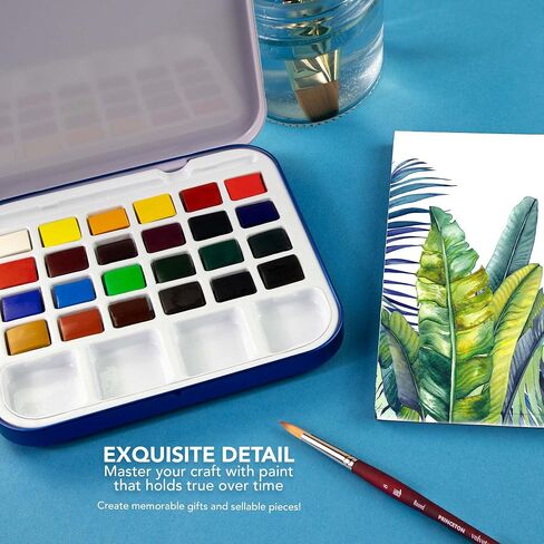 Daler-Rowney Aquafine Watercolor Paint Set, Shayda Campbell Artist Palette, Plastic Travel Set, 24 Half Pans, Assorted Colors, 1 Count in Saudi Arabia