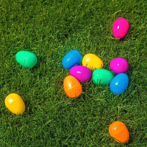 24PCS Easter Eggs Empty,3.5" Plastic Easter Eggs Fillable, 6 Colors - Easter Basket Stuffers for Kids Party Favors, Hunt, Classroom Prizes, Hanging Easter Eggs Bulk with Ribbon in Kuwait