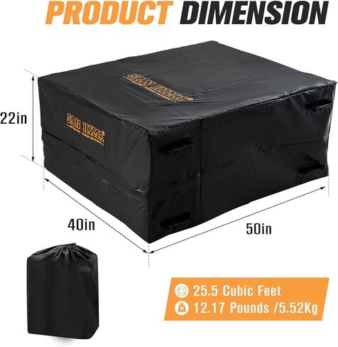 FIERYRED 25.5 قدم مكعب حقيبة سرير شاحنة مقاومة للماء مع شبكة شحن، حقيبة تخزين شديدة التحمل مع 8 مقابض مطاطية تناسب أي شاحنة، 50 بوصة طول × 40 بوصة عرض × 22 بوصة ارتفاع in Kuwait