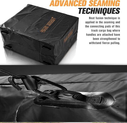 FIERYRED 25.5 قدم مكعب حقيبة سرير شاحنة مقاومة للماء مع شبكة شحن، حقيبة تخزين شديدة التحمل مع 8 مقابض مطاطية تناسب أي شاحنة، 50 بوصة طول × 40 بوصة عرض × 22 بوصة ارتفاع in Kuwait
