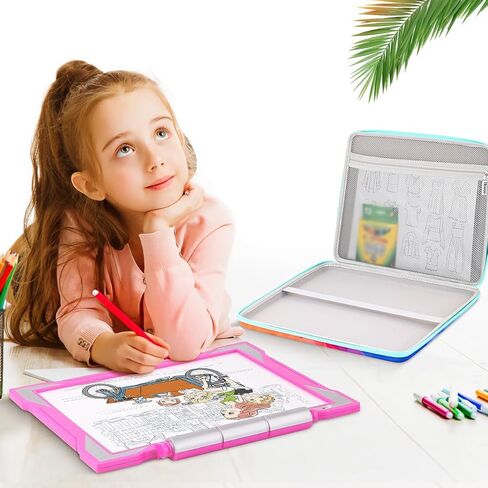 حقيبة حمل صلبة من Hearoo للوحة التتبع المضيئة من كرايولا، حقيبة تخزين للسفر لأجهزة الكمبيوتر المحمول مع جيوب شبكية (ملونة) in Kuwait