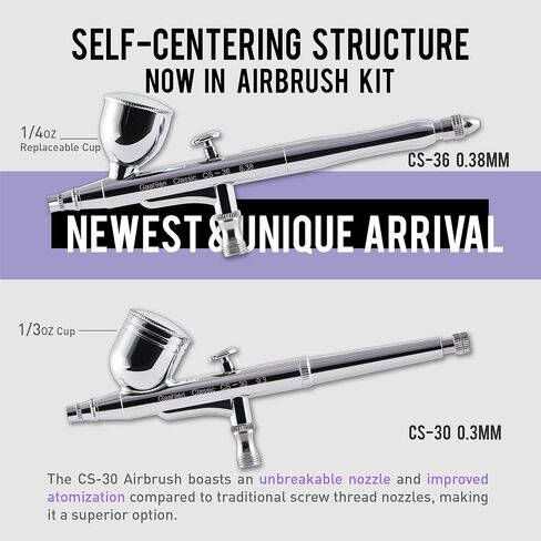 مجموعة فرشاة الهواء الاحترافية من Gaahleri ​​مع ضاغط وفرشتين هوائيتين مزدوجتي الحركة، 1/5 حصان و8 ألوان أكريليك لطلاء البخاخة الأساسية، للدليل الإجمالي لنموذج تزيين الطلاء in Kuwait