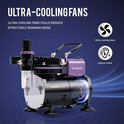 مجموعة فرشاة الهواء الاحترافية من Gaahleri ​​مع ضاغط وفرشتين هوائيتين مزدوجتي الحركة، 1/5 حصان و8 ألوان أكريليك لطلاء البخاخة الأساسية، للدليل الإجمالي لنموذج تزيين الطلاء in Kuwait