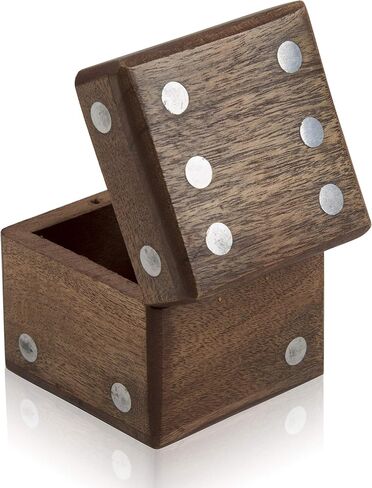 Handcrafted Wooden 5 Dice Box Holder Shaker Dice Roller Thrower Portable Dice Cup Five Dice Game Set Storage Case Decorative Brass Inlay Birthday Housewarming Party Favor Gift Ideas for Men Women in Saudi Arabia