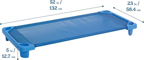 ECR4Kids Streamline Cot, Standard Size, Classroom Furniture, Blue, 6-Pack in Saudi Arabia