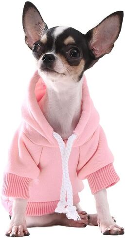 Hozz Rose Red Dog Hoodie Winter Dog Sweatshirt with Leash Hole and Pocket Warm Dog Clothes for Buffalo Plaid Small Dog Sweater Chihuahua Coat Clothing Puppy Custume S Small (Pack of 1) in Saudi Arabia