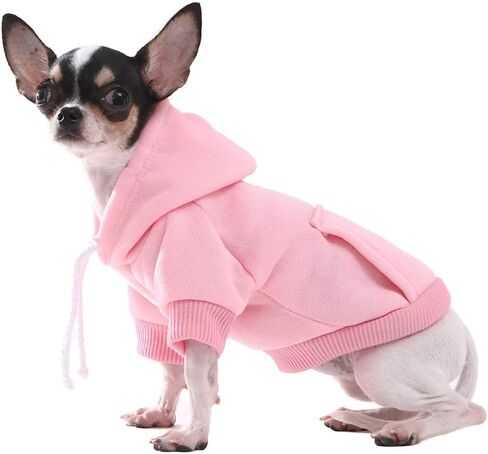 Hozz Rose Red Dog Hoodie Winter Dog Sweatshirt with Leash Hole and Pocket Warm Dog Clothes for Buffalo Plaid Small Dog Sweater Chihuahua Coat Clothing Puppy Custume S Small (Pack of 1) in Saudi Arabia