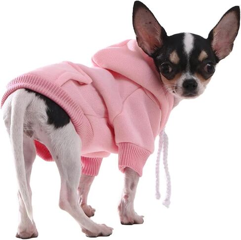 Hozz Rose Red Dog Hoodie Winter Dog Sweatshirt with Leash Hole and Pocket Warm Dog Clothes for Buffalo Plaid Small Dog Sweater Chihuahua Coat Clothing Puppy Custume S Small (Pack of 1) in Saudi Arabia