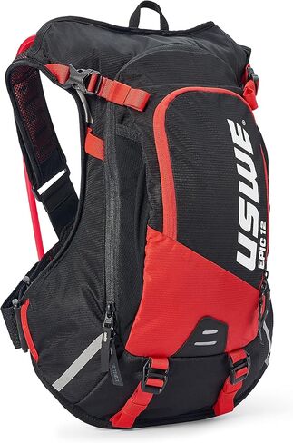 حزمة الترطيب الجديدة MTB من USWE سعة 12 لتر - لركوب الدراجات وركوب الدراجات الجبلية وركوب الدراجات الجبلية وركوب الحصى، مع مثانة مياه 3.0 لتر/ 100 أونصة، أسود-أحمر in Kuwait