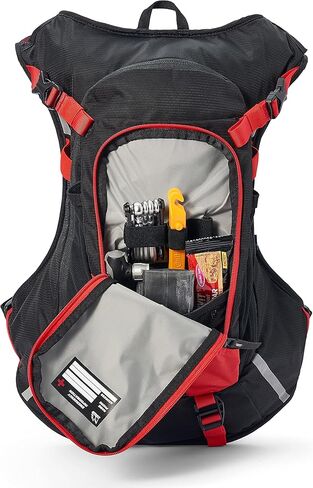 حزمة الترطيب الجديدة MTB من USWE سعة 12 لتر - لركوب الدراجات وركوب الدراجات الجبلية وركوب الدراجات الجبلية وركوب الحصى، مع مثانة مياه 3.0 لتر/ 100 أونصة، أسود-أحمر in Kuwait