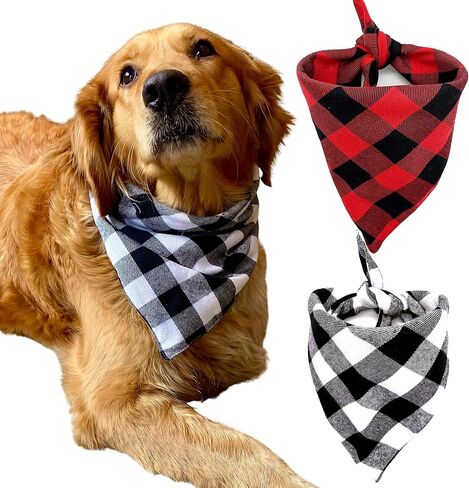 Realeaf Dog Bandanas 2 Pack، منقوشة الحيوانات الأليفة الأوشحة عكسها متقلب منديل كلاسيكي مثلث الكلب المرايل زي اكسسوارات الديكور للكلاب الكبيرة الحيوانات الأليفة in Kuwait
