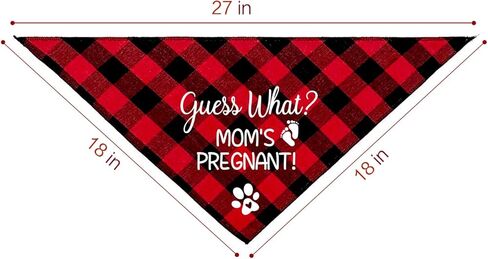 NTKIO مضحك الأحمر منقوشة القطن كلب الحمل الإعلان باندانا، تخمين ما أمي حامل، الجنس تكشف الصورة الدعامة وشاح للحيوانات الأليفة الكلب عشاق مالك هدية in Kuwait