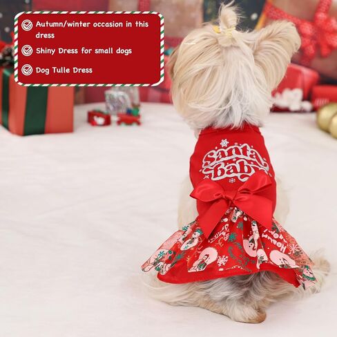 Christmas Dog Dress Dog Christmas Outfit, Snowman Princess Costumes Dog Dresses for Small Dogs Girl, Puppy Clothes Outfits for Small Dog Girl, XS in Kuwait
