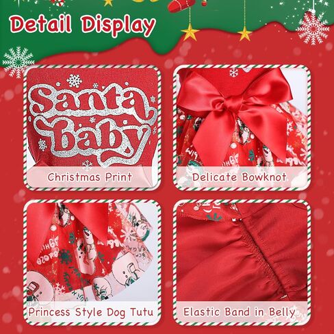Christmas Dog Dress Dog Christmas Outfit, Snowman Princess Costumes Dog Dresses for Small Dogs Girl, Puppy Clothes Outfits for Small Dog Girl, XS in Kuwait