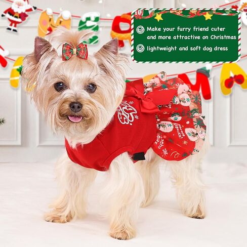 Christmas Dog Dress Dog Christmas Outfit, Snowman Princess Costumes Dog Dresses for Small Dogs Girl, Puppy Clothes Outfits for Small Dog Girl, XS in Kuwait
