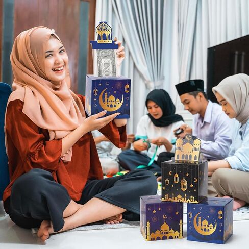 6 قطع من صندوق هدايا المال من Sinasasspel لعيد مبارك رمضان، هدايا نقدية لأفكار المفاجأة النقدية، حاملات لأفكار عيد الميلاد، فكرة السحب للخارج، لوازم حفلات العطلات للأطفال مع مجموعة بطاقات سحب DIY in Kuwait