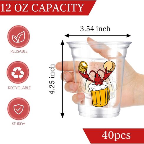 40 Pcs Crawfish Boil Party Cups Crawfish Plastic Cups 12 OZ Let's get Cray Disposable Clear Cups Crawfish Drinking Cups for Crawfish Party Supplies in Saudi Arabia