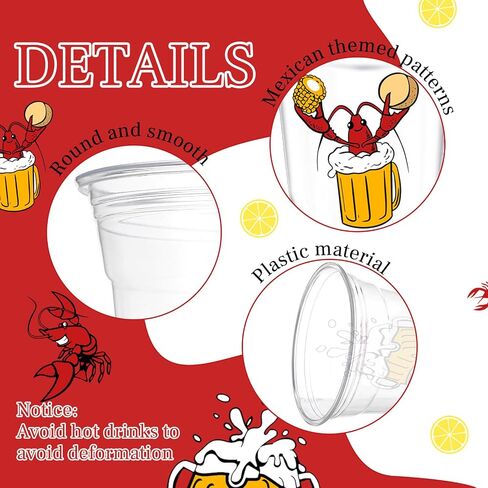 40 Pcs Crawfish Boil Party Cups Crawfish Plastic Cups 12 OZ Let's get Cray Disposable Clear Cups Crawfish Drinking Cups for Crawfish Party Supplies in Saudi Arabia