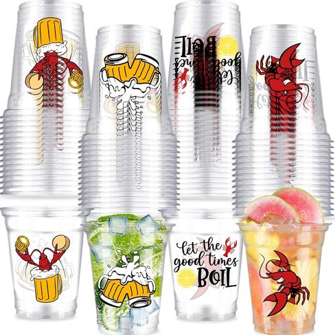 40 Pcs Crawfish Boil Party Cups Crawfish Plastic Cups 12 OZ Let's get Cray Disposable Clear Cups Crawfish Drinking Cups for Crawfish Party Supplies in Saudi Arabia