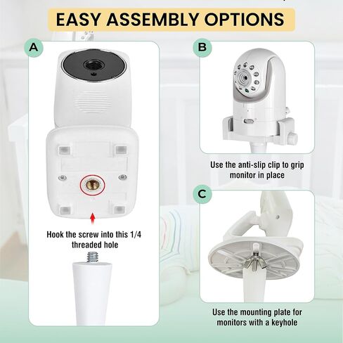 أدوات الرضع جبل مراقبة الطفل | متوافق مع Infant Optics DXR-8 Pro، وHello Baby Monitor Mount، وNanit، وMotorola، وVava، وOwlet | حامل كاميرا أطفال عالمي، مرن in Kuwait