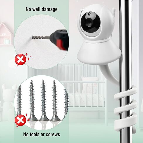 أدوات الرضع جبل مراقبة الطفل | متوافق مع Infant Optics DXR-8 Pro، وHello Baby Monitor Mount، وNanit، وMotorola، وVava، وOwlet | حامل كاميرا أطفال عالمي، مرن in Kuwait