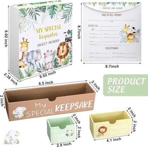 Beeveer Baby Keepsake Box Newborn Memory Organizer with 9 Labeled Compartments Baby's First Keepsake Book Animal Theme Keepsake Gift Box for Pregnancy Mother"s Day Baby Shower New Baby Maternity in Saudi Arabia