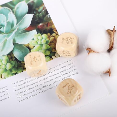 3 PCS Food Dice Movie Dice,Food Decision Dice Wooden Dice Dinner Dice Romantic Date Night Dice for Couples,Dice Game Gifts for Birthday Valentines Day in Saudi Arabia