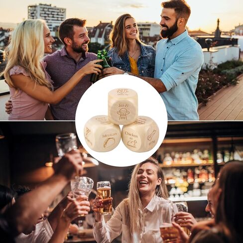 3 PCS Food Dice Movie Dice,Food Decision Dice Wooden Dice Dinner Dice Romantic Date Night Dice for Couples,Dice Game Gifts for Birthday Valentines Day in Saudi Arabia