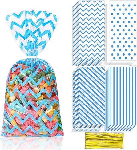 Bnsikun 100 Pack Mermaid Party Favors Bags Mermaid Plastic Goodie Bags Bottom Mermaid Cellophane Treat Bags for Birthday Sea Themed Party Supplies（colour） in Kuwait