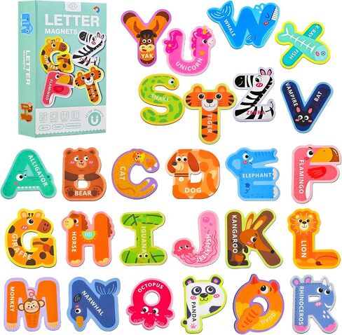 Magnetic Letters, Easter Basket Stuffers, Fridge Magnets for Toddlers 1-3, Alphabet Magnets, ABC Magnets for Toddlers 1-3 Refrigerator, 26 PCS Cute Animal Refrigerator Toys for Kids 1 2 3 4 5 Year Old in Saudi Arabia