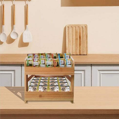 منظم طعام القطط الخشبي، يحمل 48 علبة سعة 5.5 أونصة من طعام القطط الرطب، رف تخزين طعام القطط الرطب، رف تخزين طعام القطط الرطب المعلب، رف تخزين طعام القطط، رف تخزين موفر للمساحة لأطعمة القطط المعلبة in Kuwait