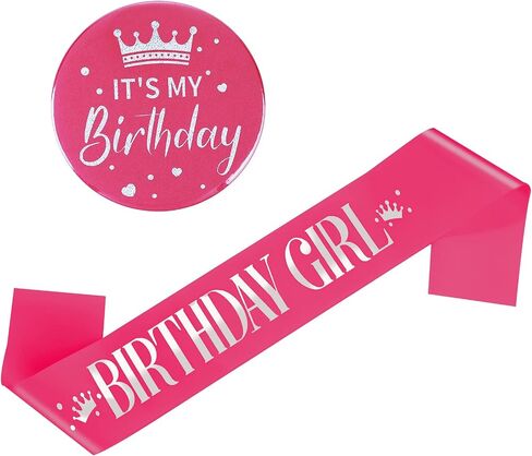 Birthday Girl Sash, Birthday Sash Birthday Badge Birthday Girl Decorations Set Includes Birthday Girl Sash and Its My Birthday Badge for Kids Girl Birthday Party Decoration in Saudi Arabia