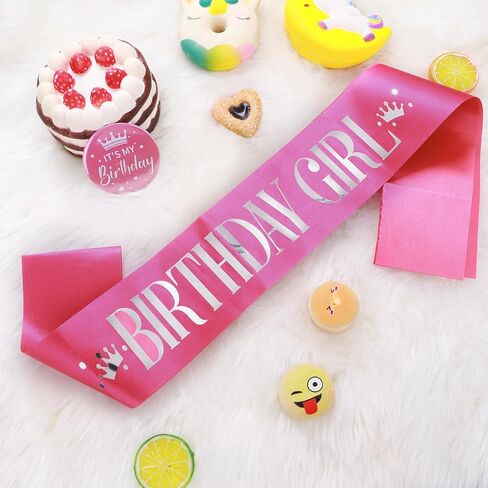 Birthday Girl Sash, Birthday Sash Birthday Badge Birthday Girl Decorations Set Includes Birthday Girl Sash and Its My Birthday Badge for Kids Girl Birthday Party Decoration in Saudi Arabia