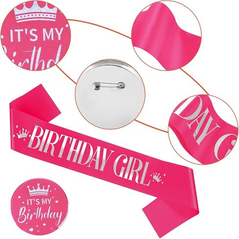 Birthday Girl Sash, Birthday Sash Birthday Badge Birthday Girl Decorations Set Includes Birthday Girl Sash and Its My Birthday Badge for Kids Girl Birthday Party Decoration in Saudi Arabia