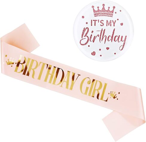 Birthday Girl Sash, Birthday Sash Birthday Badge Birthday Girl Decorations Set Includes Birthday Girl Sash and Its My Birthday Badge for Kids Girl Birthday Party Decoration in Saudi Arabia