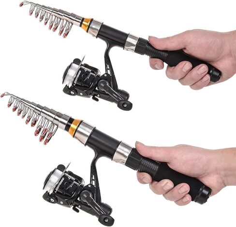 Lixada Fishing Rod and Reel Combos Set, Telescopic Fishing Pole with Spinning Reels Hooks Soft Lures Barrel Swivels Storage Bag Saltwater Freshwater Fishing in Saudi Arabia