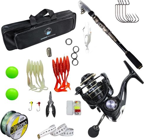 Haymans Solutions,2.1m/6.89ft Fishing Rod and Reel Combo Set Telescopic Fishing Spinning Rod and Reel for Fishing Lovers Portable Travel Rod Freshwater Fishing Pole Combo with Carrier Bag. in Saudi Arabia
