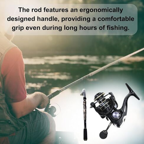 Haymans Solutions,2.1m/6.89ft Fishing Rod and Reel Combo Set Telescopic Fishing Spinning Rod and Reel for Fishing Lovers Portable Travel Rod Freshwater Fishing Pole Combo with Carrier Bag. in Saudi Arabia