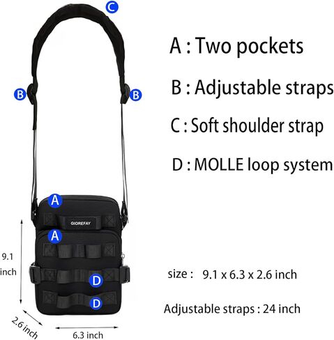 حقيبة كروس تكتيكية خارجية، حقيبة كتف مقاومة للماء EDC Day Pack للسفر والمشي لمسافات طويلة والمشي والصيد in Kuwait