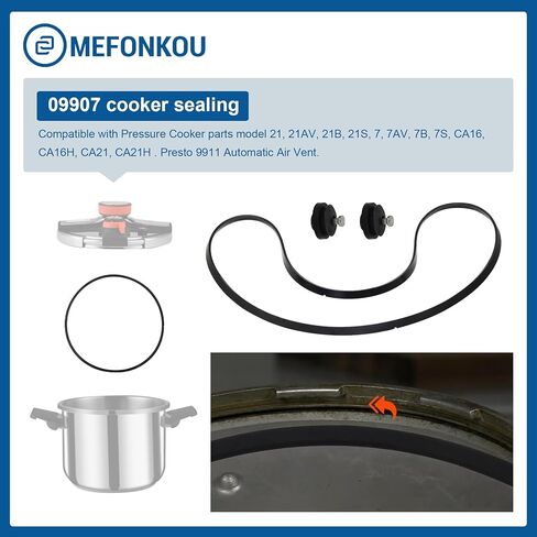 حشية إغلاق طنجرة الضغط 09907 لطباخ الضغط بريستو CA16، CA16H و21 Qt يستبدل الأجزاء 1075، منفذ العادم التلقائي متاح (2/عبوة) in Kuwait