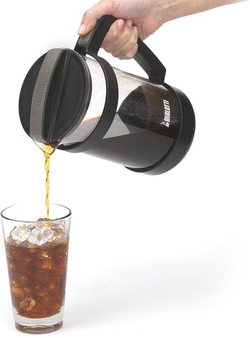 ماكينة صنع القهوة الباردة من بياليتي 06765 - إبريق زجاجي وفلتر شبكي من الفولاذ المقاوم للصدأ - ماكينة صنع القهوة المثلجة المدمجة والمحمولة ومصفاة الشاي - الأفضل للقهوة الخشنة والمطحونة، 24oz، أسود in Kuwait