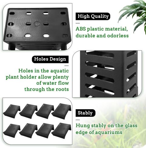 10 عبوات من حاملات نباتات حوض السمك المعلقة، حامل نباتات حوض الأسماك مع خطافات، وعاء نباتات مائية لزراعة نباتات Aquaponic وديكورات Aquascape in Kuwait