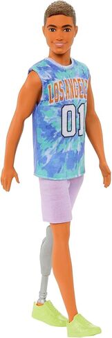 Barbie Fashionistas Ken Fashion Doll #212 with Prosthetic Leg, Los Angeles Jersey, Purple Shorts & Sneakers in Saudi Arabia